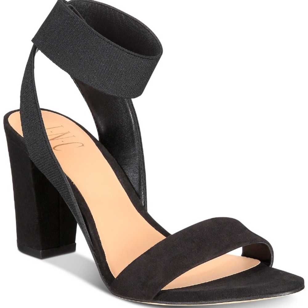 NWT INC Black Block Heeled Sandals Size 8